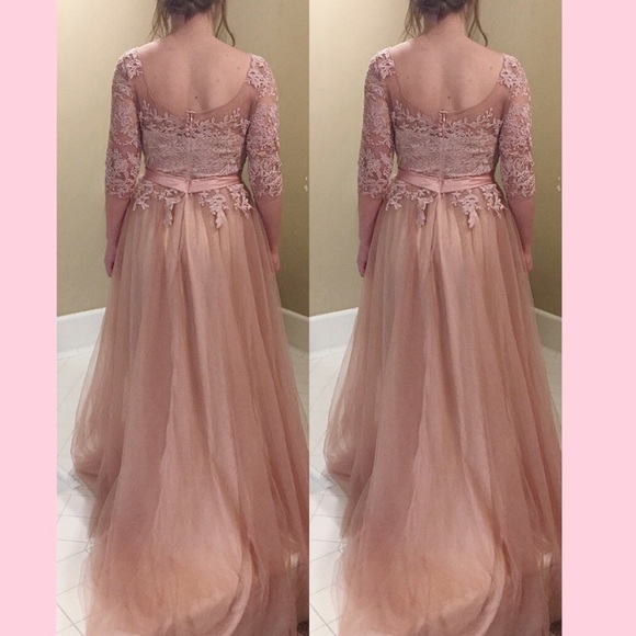 Nude Pink Tulle Romance Wedding Gown,2-16 - Picture 2 of 8